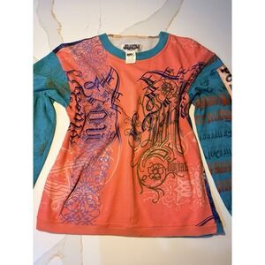 Vintage NO! Jeans Graphic Sweatshirt Colorblock Art Nouveau Y2K Grunge Fairycore